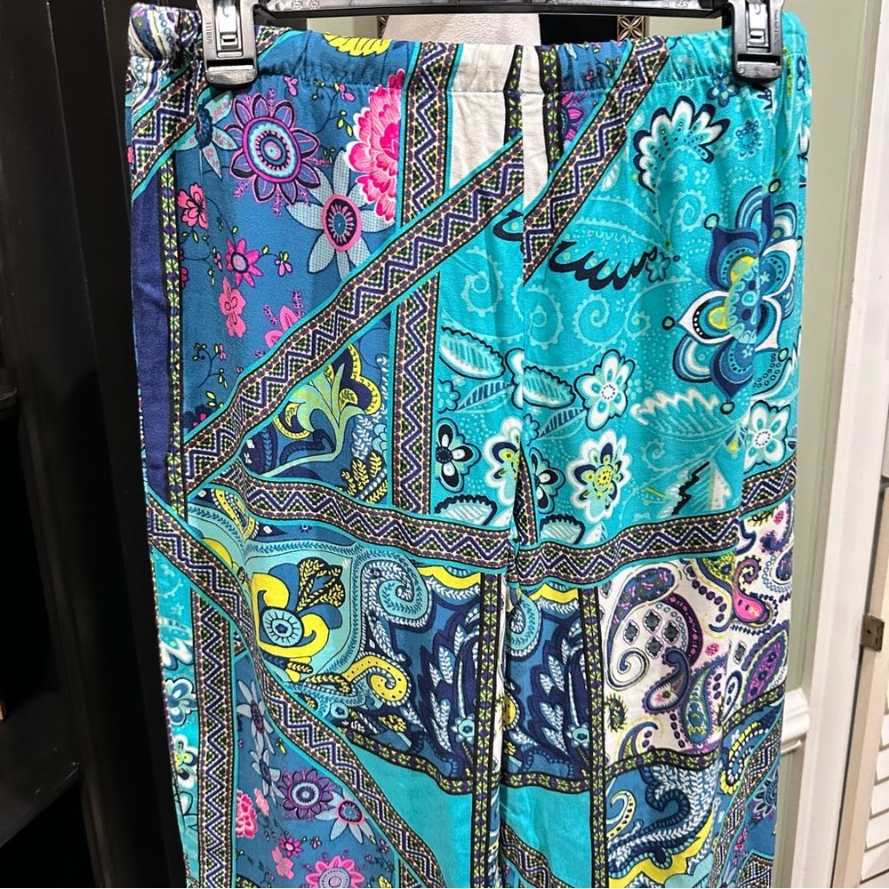 Natori Vibrant Paisley Patchwork Wide-Leg Pants – Size Small - Picture 7 of 10